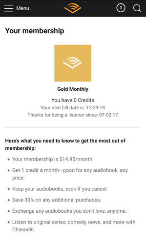 Audible Subscription Membership