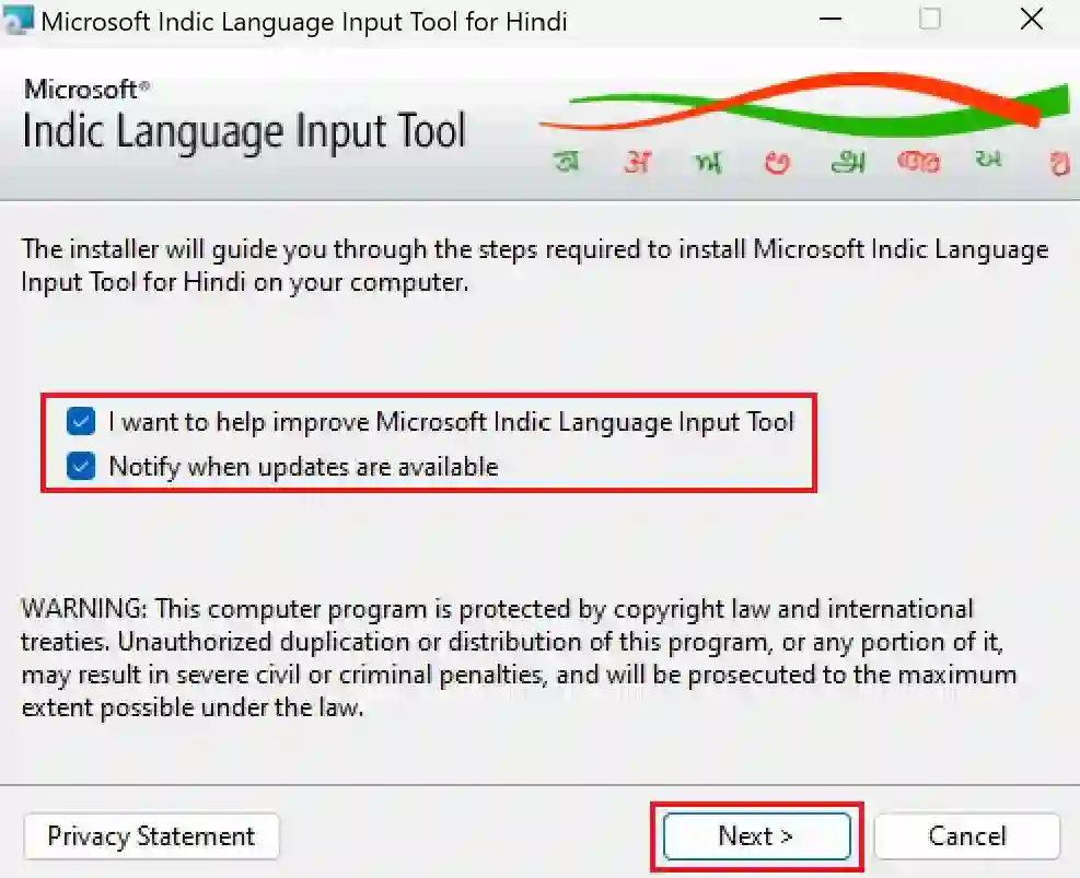 Microsoft-Indic-Language-Input-Tool-Installation