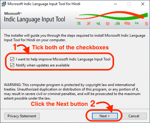 Microsoft-Indic-Language-Input-Tool-Installation