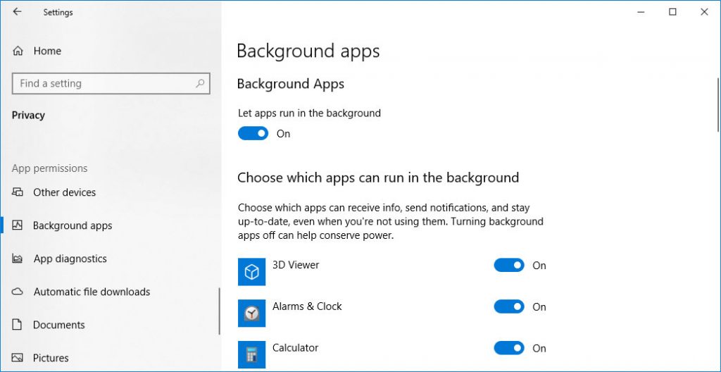 Turn Off background applications