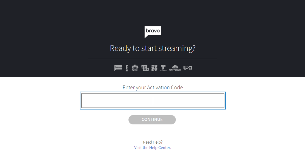 Bravo TV Activation Page