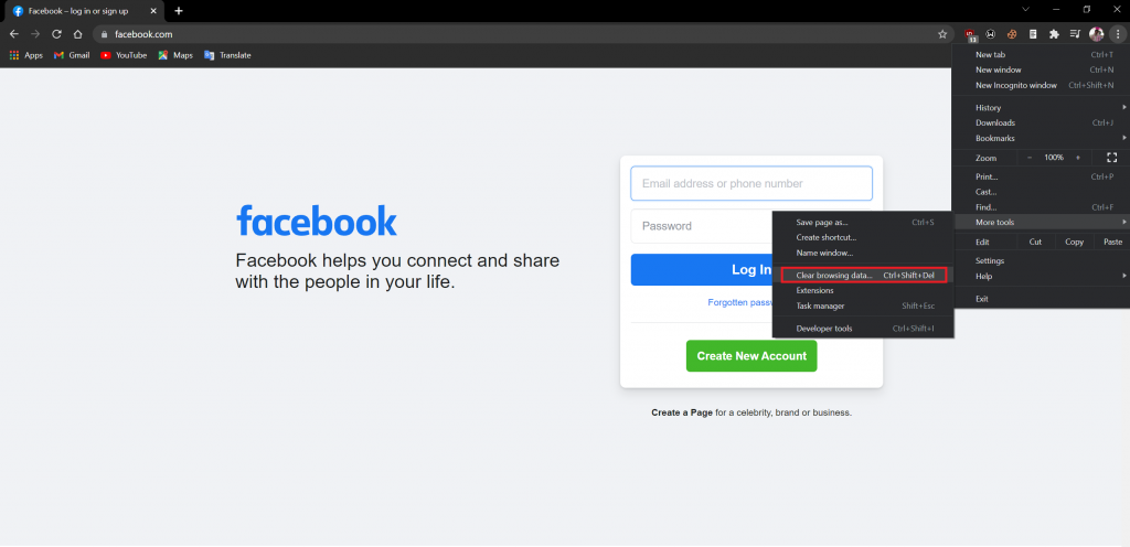 Clear Facebook Cache And Data From Chrome Browser