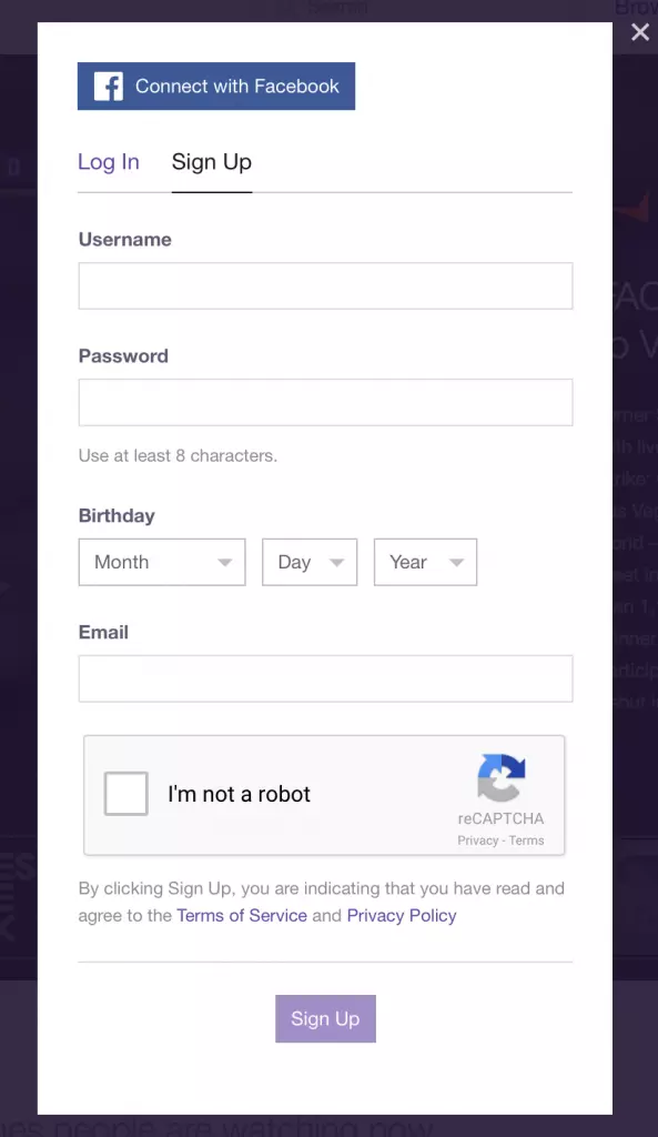 twitch mobile sign up