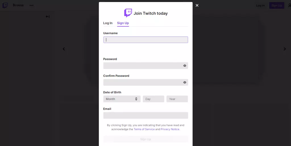 twitch sign up computer