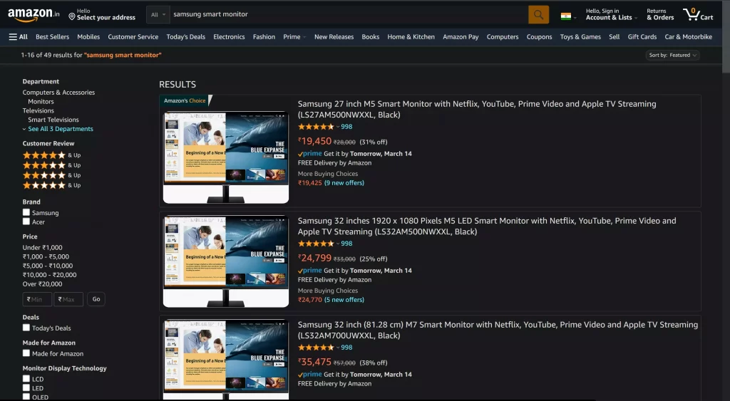 Dark Mode Amazon Website