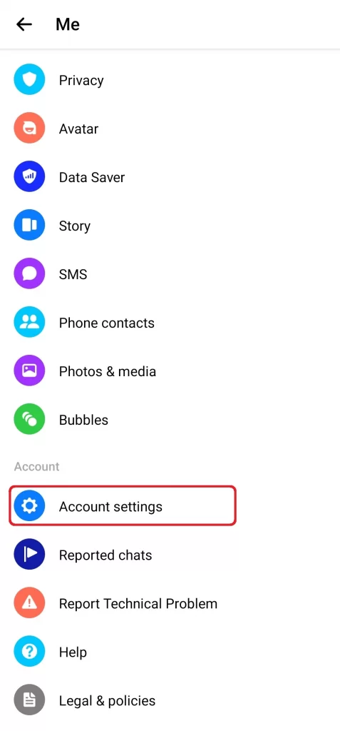 Messenger Account Settings