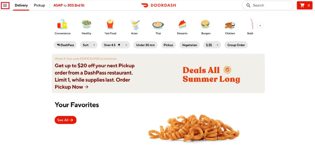 DoorDash Menu