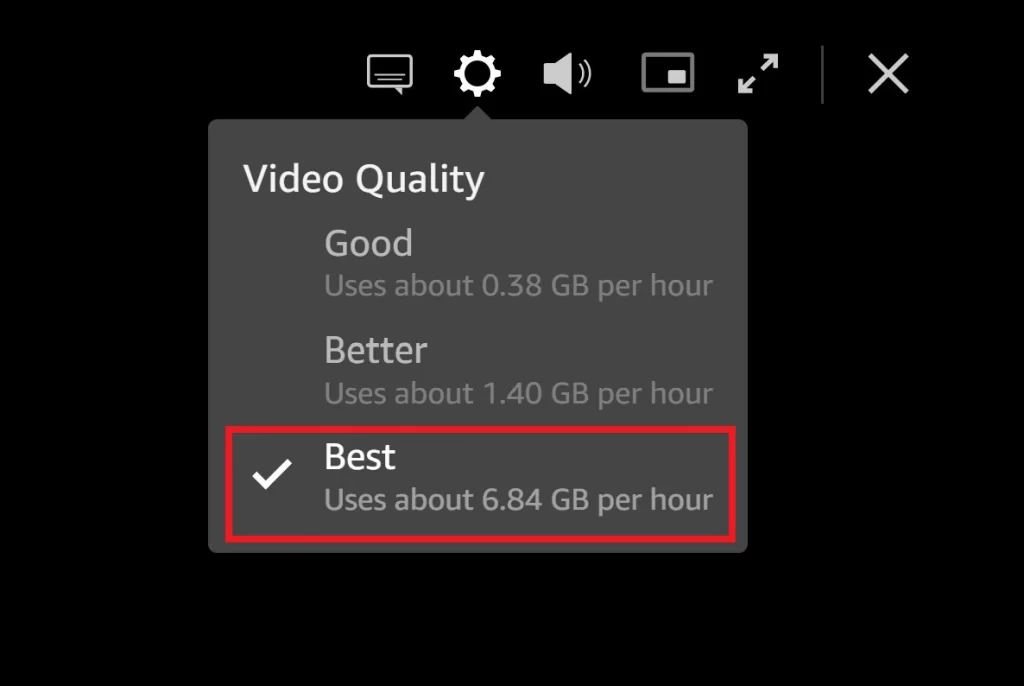Amazon Prime Video Streaming Quality Options 