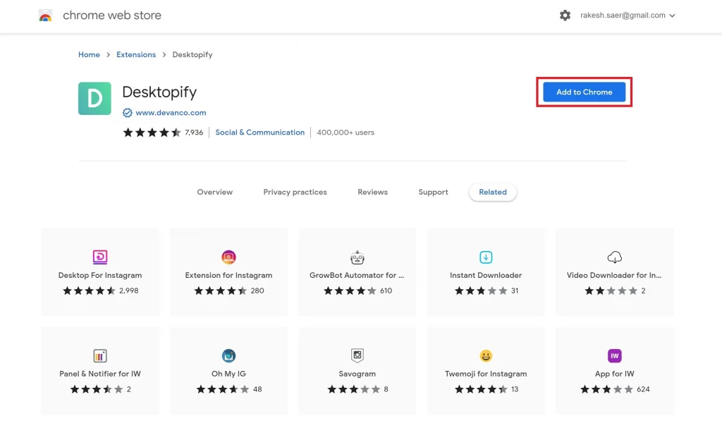Desktopify Chrome Extension For Instagram 