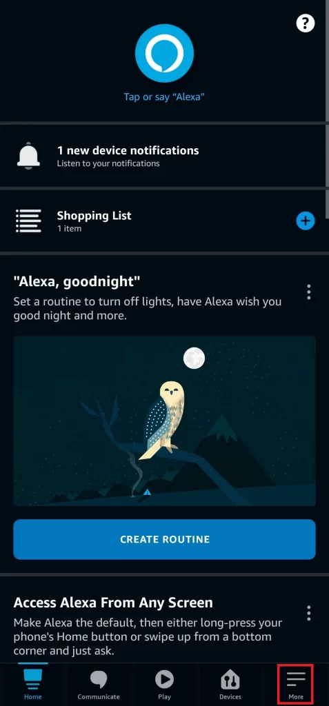 Go To Alexa App Menu