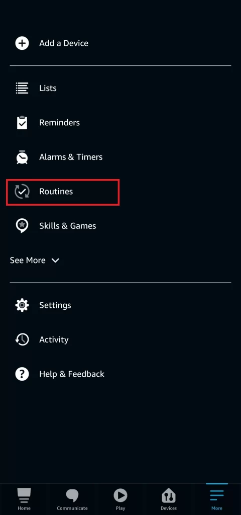 Head To The Routines Section In Alexa App