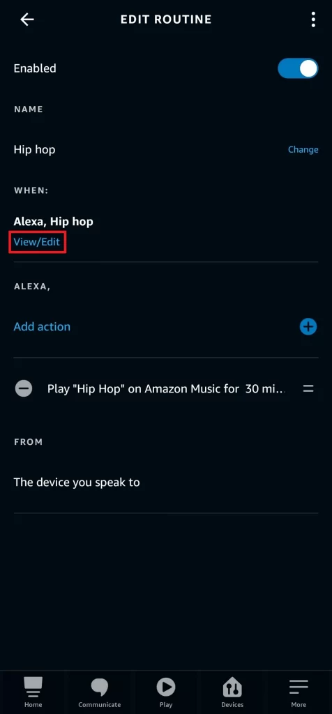 Change Trigger In Alexa App