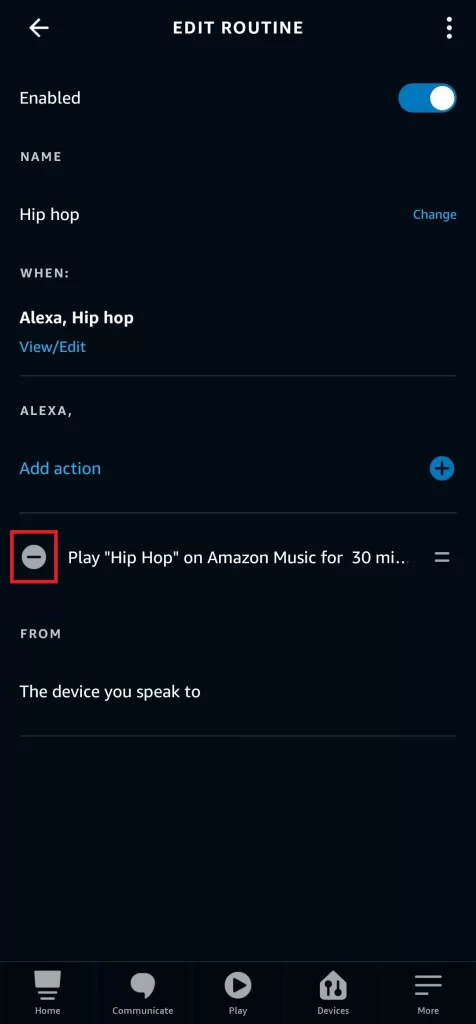 Remove Existing Action In Alexa App
