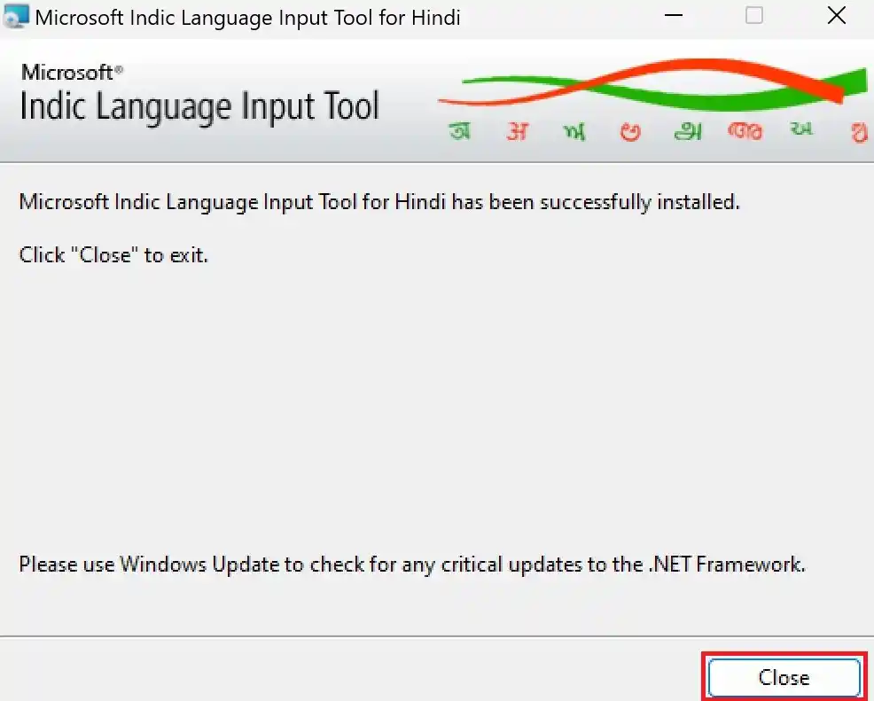 Microsoft-Indic-Language-Input-Tool-Finish