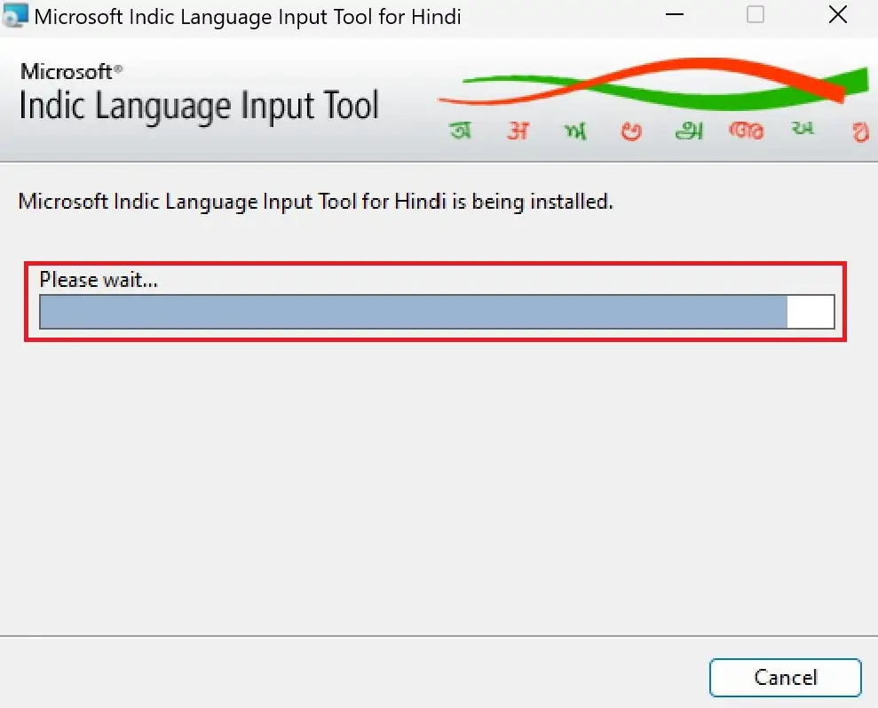 Microsoft-Indic-Language-Input-Tool-Installation-Progress