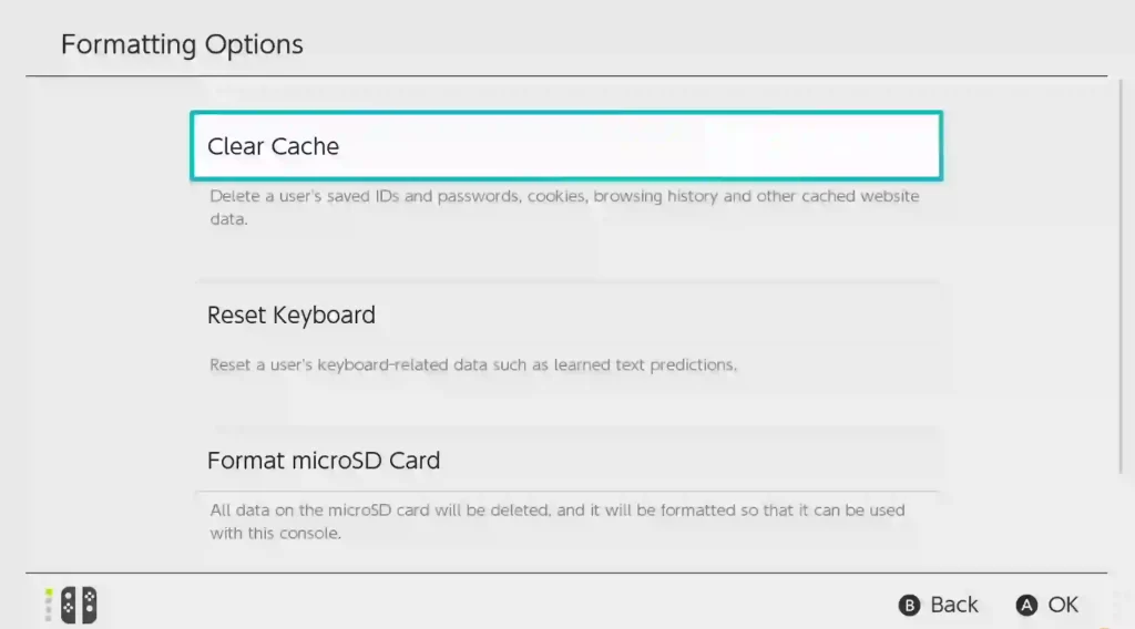 Nintendo Switch Reset Cache