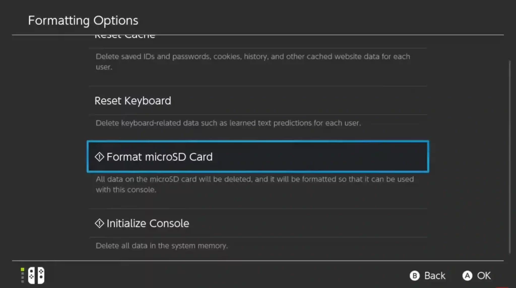 Format Nintendo Switch Micro SD Card